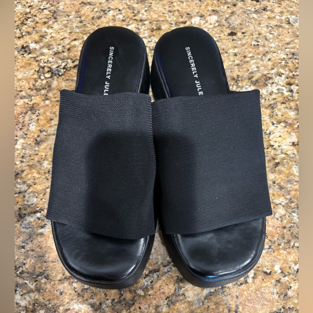 Sincerely Jules Effie Platform Slide black sandals